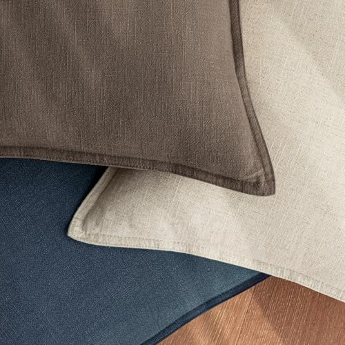 Decorative Linen Solid Throw Pillow Covers 18x18 Inch Set of 2 Coffee Boho Accent Farmhouse Pillows Modern Neutral Home Decor for Couch Sofa Living Room Bed - color: Coffee, size: 18" x 18" (Pack of 2)