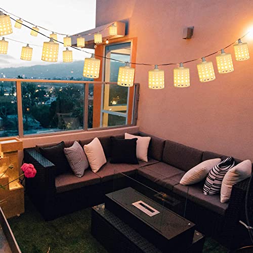 Vigdur 10FT Lantern String Lights - Hollow-Out Style Indoor String Lights Connectable Waterproof Indoor Outdoor Patio Lights for Garden Party Bedroom Christmas Decor - color: Cream