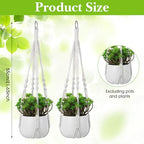 White Macrame Plant Hanger Set, 2 Pack Boho Hanging Plant Holder, Plants Hanger for Indoor Outdoor Home Decoration, 21 Inchs Braided Cotton Hanging Planters for Indoor Plants, No Tassels