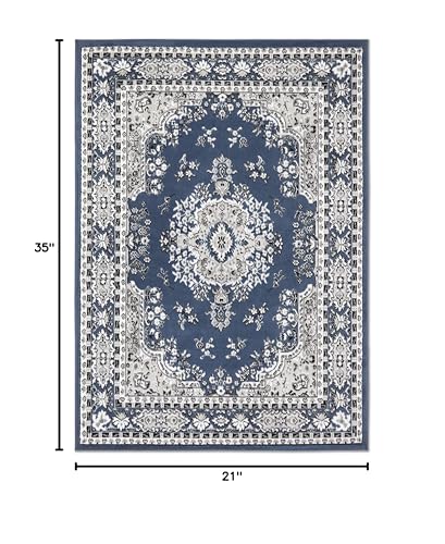Home Dynamix Premium Asiana Traditional Area Rug, Oriental Midnight Blue 21"x35" - color: Blue/Ivory, size: 1'9" x 2'11" (Rectangular)