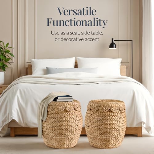 Best Choice Products Scalloped Multipurpose Hyacinth Storage Basket, Plant Décor, Handwoven Organizer Tote for Bedroom, Living Room, Nursey, w/Lid - Natural - color: Scallop, Natural