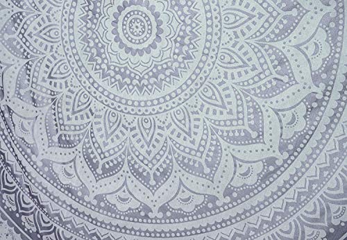 Popular Handicrafts Hippie Mandala Ombre Tapestry Wall Hanging - Maditation Silver Gypsy Bohemian Hippy Psychedelic Dorm Room Decor Poster 30 x 40 Inch - color: Silver, size: 40"L x 30"W