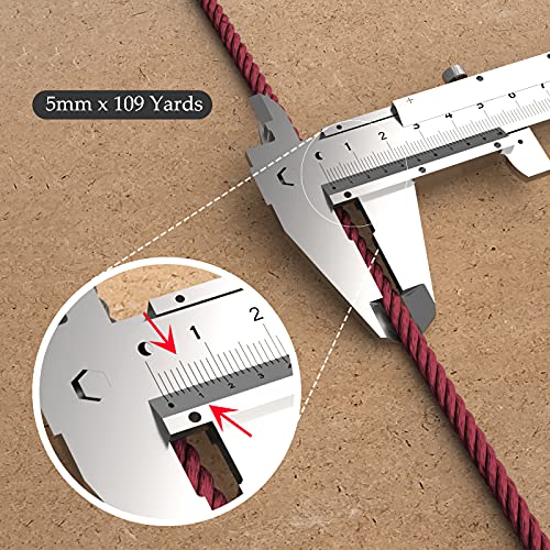 Macrame Cotton Cord 5mm x 109 Yards, ZUEXT 100% Natural Handmade Colorful 4 Strands Twisted Braided Cotton Rope for Wall Hanging Plant Hangers Gift Wrapping Tapestry DIY Crafts(100m, Red Wine) - color: Red Wine, style: 5mm x 100m