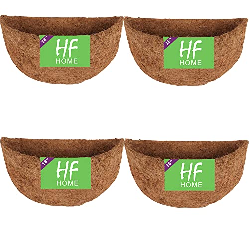 HFHOME 4 PCS 16 Inches Half Round Coco Liner, 16" Half Circle Wall Planter, Coco Fiber Replacement Liners for Wall Hanging Baskets - size: 16 inch-4P