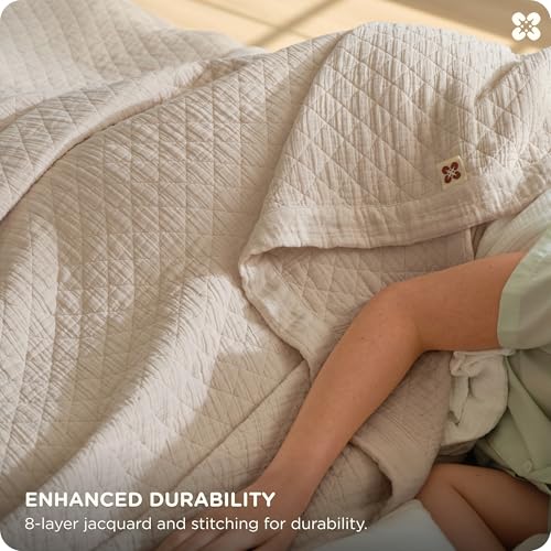 Bedsure 100% Cotton Muslin Blanket 8-Layer Queen, Breathable & Substantial Oeko TEX Gauze Bedding, PureWoven All-Season Moisture-Wicking Comfort, Softens After Wash, Linen Beige, 90"x90" - color: Linen Beige, size: Queen