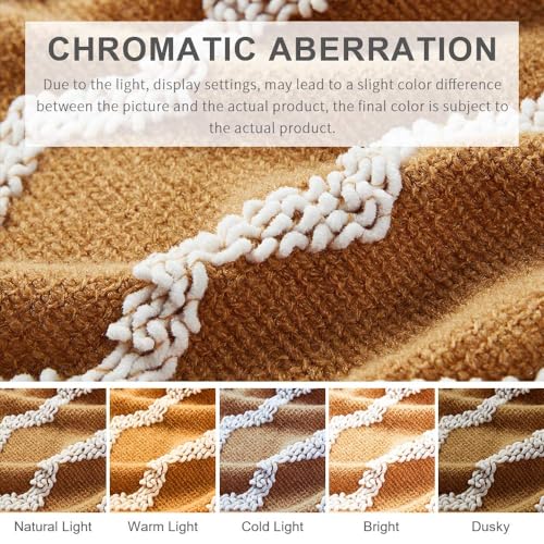 BOURINA Fluffy Chenille Knitted Fringe Throw Blanket Lightweight Soft Cozy for Bed Sofa Chair Throw Blankets, 60" x 80",Mustard - color: A-mustard, size: 60"×80"