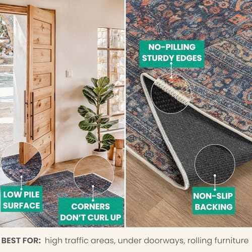 Bloom Rugs Washable Non-Slip 2' x 3' Rug - Multicolor Traditional Medallion Area Rug for Living Room, Bedroom, Dining Room, and Kitchen - Exact Size: 2' x 3' - color: Multi Color, size: 2' x 3' (Rectangular)