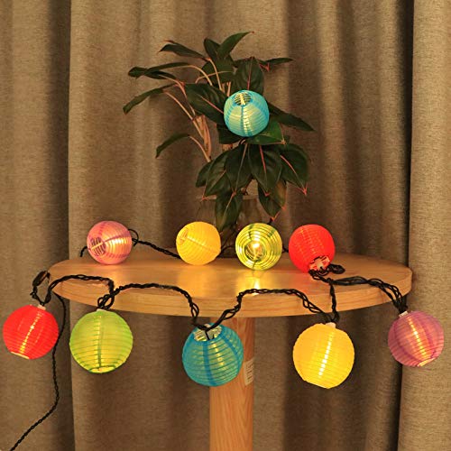 Vigdur Multicolor Lantern String Lights, Nylon Hanging Lantern String Lights Plug in Connectable, Waterproof Indoor Outdoor Lights for Patio Wedding Party Bedroom, 9.84FT - color: Multicolor