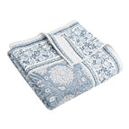 Levtex Home - Adare Blue - Throw - Bordered Floral - Blue, Navy and White - Quilted Throw (50x60in.) - Cotton - color: Blue