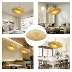 23.62" Bamboo Light Shade,Hand-Woven Bamboo Rattan Hanging Lamp Shade Wicker Chandelier Shade,for Dining Living Bedroom Kitchen Farmhouse 1-Pack - color: Bamboo 23.62 in 1-Pack