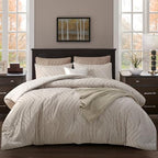 Oatmeal Tufted King Comforter Set 3 Pieces | Boho Farmhouse Bedding, All Season, Soft Microfiber, For Women Girls Teens