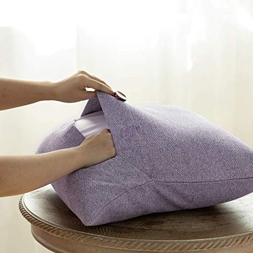 Phantoscope Pack of 2 Farmhouse Throw Pillow Covers Button Vintage Linen Decorative Pillow Cases for Couch Bed and Chair Purple 18 x 18 inches 45 x 45 cm - color: Purple, size: 18" x 18" (Pack of 2)