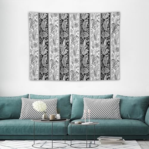 KANEPE Boho Tapestry Black White Paisley Flowers Pattern Wall Hanging Tapestries Home Decor for Living Room Bedroom Apartments Farmhouse Dorm,40inx30in (102×76cm)【Small】 - color: Boho-5, size: 40Wx30L
