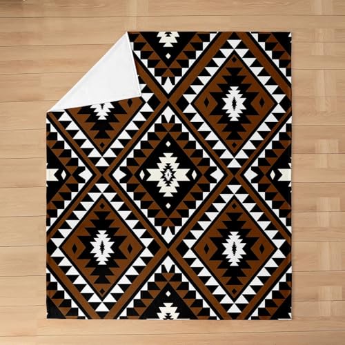Erosebridal Rustic Western Fleece Flannel Blanket for Sofa Bed,Southwestern Aztec Throw Blanket Bohemian Bed Blanket Ethnic Mexican Style Geometric Diamond Fuzzy Blanket Brown Black 40x50 - color: Multi 242, size: 40*50