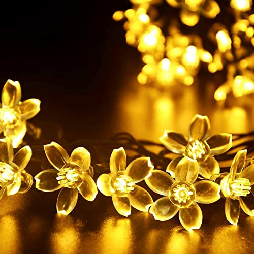 Indoor Plug in Decorative Fairy Flower String Lights, 33ft 100 LED Twinkle Cherry Blossom Floral Lamp for Bedroom Window Wall Ceiling Tree Hanging, Christmas Easter Birthday Decor (Warm White) - color: Warm White