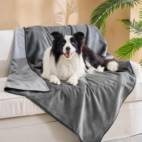 Bedsure Waterproof Blanket for Couch - Soft Flannel Fleece Couch Cover Throw Blanket for Large Dogs Pet Leakproof, Protector for Camping, Travel, 50"x60", Grey - color: Grey, size: XL(50x60")