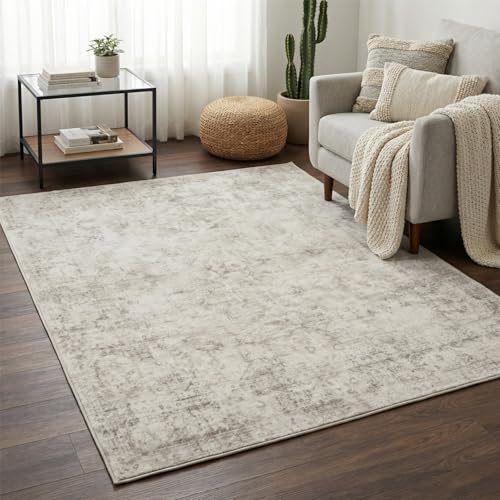 3x5 Area Rugs for Living Room, Machine Washable Rugs, Vintage Non Slip Rug, Faded Style Carpet Stain Resistant, Low Pile Boho Retro Rugs for Bedroom Dining Room Indoor Home Office-Beige 3'x5' - color: Beige, size: 3' x 5' (Rectangular)