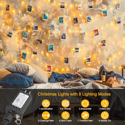 33 FT 100LEDs Christmas Lights Plug in,Outdoor Indoor Connectable Fairy Lights with Timer and 8 Modes,Christmas Tree Lights for Garden Party Wedding Christmas Decoration(Warm White) - color: Warm White