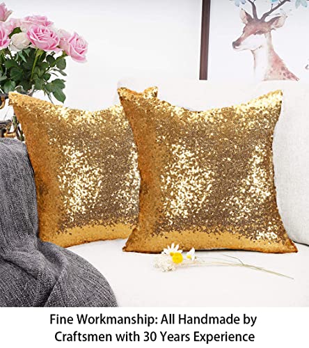 ShinyBeauty Gold Pillow Cover Decorative Throw Pillow Sofa Pillow Covers 12X12-Inches Sequin Pillow Case Shiny Gold Pillow Cover for Home, Couch,Party Decorations Gold Small Pillow Cover - color: Gold, size: 12" x 12" (Pack of 1)