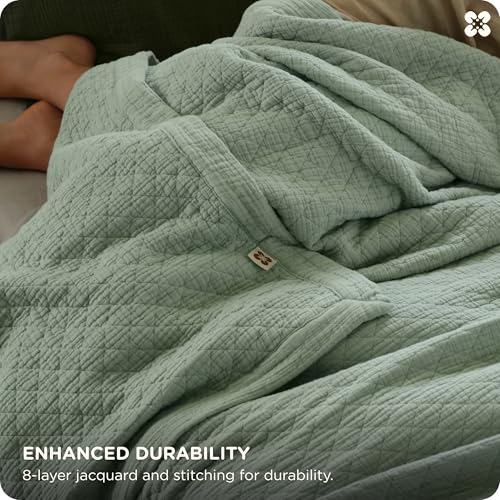 Bedsure 100% Cotton Muslin Blanket 8-Layer King, Breathable & Substantial Oeko TEX Gauze Bedding, PureWoven All-Season Moisture-Wicking Comfort, Softens After Wash, Sage Green, 108"x90" - color: Sage Green, size: King