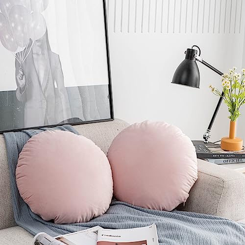 Round Throw Pillow, 18” Super Soft Round Decorative Pillows Sofa Chair Cushion Floor Pillows for Couch Office Living Bedroom (Pink) - color: Pink