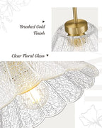 Modern Pendant Light Fixtures, HWH Pendant Lights for Island Dining Room Hallway, Bedroom, Gold Hanging Lighting with Clear Floral Glass, Brushed Gold Finish, 5HJX110MIL BG - color: Gold