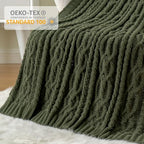 Battilo Olive Green Throw Blanket for Couch, Chunky Cable Knit Blanket, Woven Soft Cozy Chenille Throw Blanket for Bed, Sofa, Chair, Living Room, 51"x67" - color: Olive Green