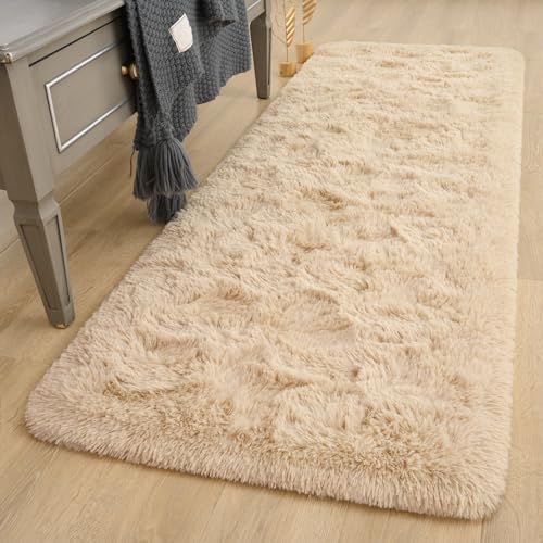 DETUM 2X6 Beige Runner Rug for Hallyway Entryway Kitchen Fluffy Area Rugs Light Beige Bedroom Rug Soft Kids Room Rugs Furry and Washable Kids and Pets Friendly - color: Light Tan, size: 2 x 6 feet