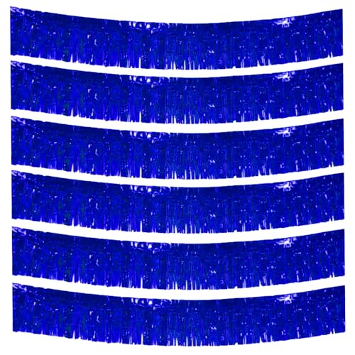 6 Packs 10 Feet Foil Fringe Garland Metallic Foil Tinsel Fringe Garland Wall Hanging Fringe Banner for Parade Floats, Wedding, Christmas，Birthday Party Halloween Decor (Blue) - color: Foil Fringe Garland-blue
