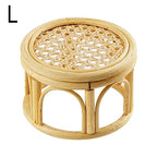 Rattan Plant Stands,Small Boho Rattan Wicker Round Riser Plant Stand,Indoor Flower Pot Stand,Decorative Flower Shelf Bonsai Rack Garden Plant Pot Riser Holder - size: M (5.91 x 3.94 inches)