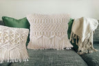 kiido Throw Pillow Covers Macrame Cushion Case Woven Boho Comfy Square Pillow Cases with Tassels Set of 2 Decorative Pillowcase (17X17) AB Style-Wave