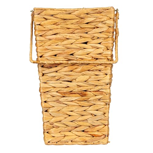 Household Essentials Wicker Stair Basket with Handles, Handwoven Water Hyacinth, Sits on Two Stairs, Lightweight, Natural - style: Water Hyacinth