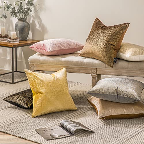 Phantoscope Pack of 2 Sparkling Velvet Decorative Solid Throw Decorative Pillow Cover Soft Gold Glitter Square Cushion Cover Pillowcase for Couch Bed and Chair, Beige, 12 x 20 inches, 30 x 50 cm - color: Beige and Gold, size: 20" x 12" (Pack of 2)