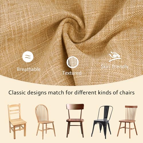 ELFJOY 4 Pack Chair Cushions for Dining Chairs Chair Pads Cushion for Kitchen Office Tufted Textured Square Seat Cushion with Ties (16" Khaki) - color: Khaki