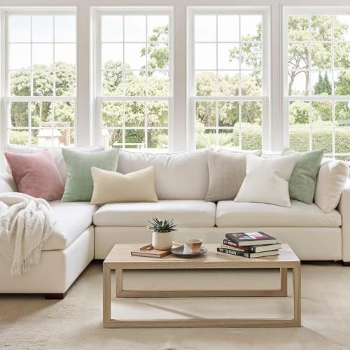 MIULEE Pack of 2 Couch Throw Pillow Covers 16x16 Inch Neutral Cream Modern Boho Accent Decorative Pillow Covers Soft Chenille Farmhouse Cushion Covers for Home Decor Bed Sofa Living Room - color: Cream, size: 16" x 16" (Pack of 2)
