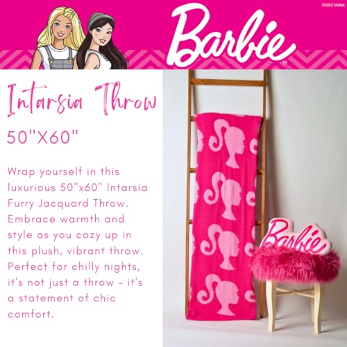 Franco Collectibles Barbie Adult Bedding Soft Cozy Chic Dream Lux Intarsia Knit Throw Blanket, 50 in x 60 in, (Officially Licensed Product) - color: Barbie, size: 50 in x 60 in