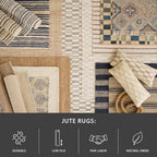 Dash and Albert Mosaic Blue Handwoven Jute Rug, 2 X 3 Feet, Blue/Ivory Geometric Pattern - Premium Luxury Hotel Quality Soft Breathable Hypoallergenic Machine Washable Easy Care All Season - color: Mosaic Blue, size: 2' x 3' (Rectangular)