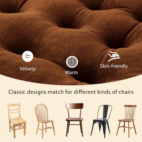 ELFJOY 4 Pack Chair Cushions for Dining Chairs Chair Pads Cushion for Kitchen Office Tufted Square Seat Cushion with Ties (U Shape Coffee) - color: U Shape Coffee