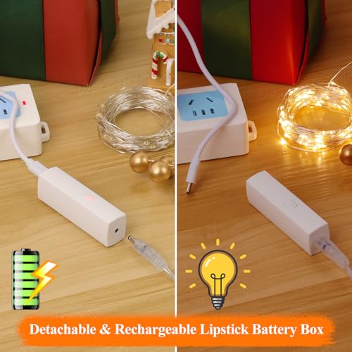 Lakumu 16FT(5M) Orange Fairy Lights, Rechargeable Battery Operated Mini LED String Lights with Timer, 8 Modes Waterproof Twinkle Lights for Bedroom Christmas Wedding Vine Centerpiece Table Decor - color: Orange, size: 16FT