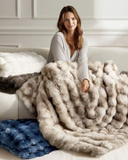 Ultra Soft Cozy Faux Fur Throw Blanket, Fuzzy Plush Thick Bubble Blanket, Oversize Luxury Fluffy Blanket for Couch, Sofa, Bedroom, and Living Room,50x60 Inches,Tie-Dye Light Taupe - color: Tie-dye Light Taupe, size: Throw