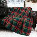 Exclusivo Mezcla Checkered Christmas Blanket, Ultra Soft and Warm Reversible Woven Knit Blanket, Lightweight Cozy Snuggly Throw for Couch Bed, Plaid Red and Green, 50"x60" - color: Red and Green, size: Throw (50"x60")