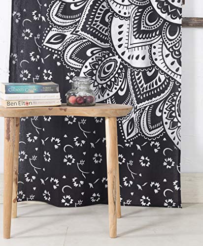 Popular Handicrafts Indian Hippie Bohemian Beautiful Ombre Color Mandala Curtain Panels Black Silver - color: Black Silver, size: 38"W x 83"L (Pack of 2)