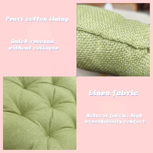 Large Linen Floor Cushions,Round Futon Pillows Japanese Style Tufted Floor Pillows Meditation Cushions for Seating On Pad for Yoga Sofa Balcony(Size:30x30inch,Color:Light Green) - color: Light Green, size: 75x75cm(30x30inch)