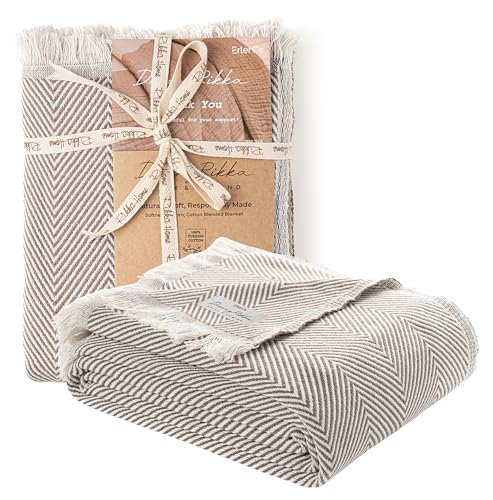 Bed Blanket, Lightweight, Cotton-Rich Blend, 100% Recycled Cotton, Twin Size (57 x 79 Inch), Textured Woven Bedding, Easycare, Breathable Layering, Summer Coverlet, Mocha Brown - color: Mocha Brown, size: Twin