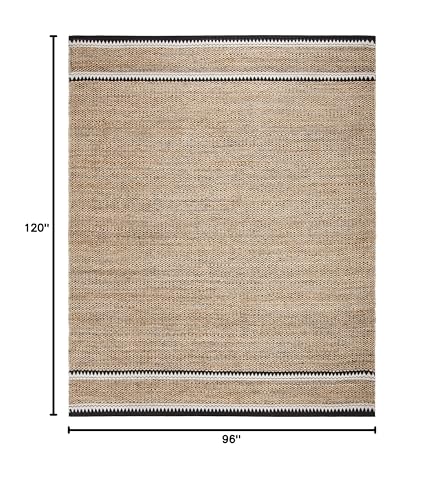 SAFAVIEH Area Rug 8x10 - Natural Fiber Collection - Large - Natural & Black, Handmade Jute, Boho Farmhouse Style, Ideal for Living Room, Bedroom, Dining Space (NF874B) - color: Natural/Black, size: 8' x 10' (Rectangular)
