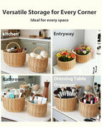 2 Pack Wall Hanging Rattan Baskets, Hand-Woven Storage Basket, Small Wall Hanging Baskets for Kitchen, Washable Decorative Basket, Potato Garlic Onion Storage Baskets - style: Minimal Style