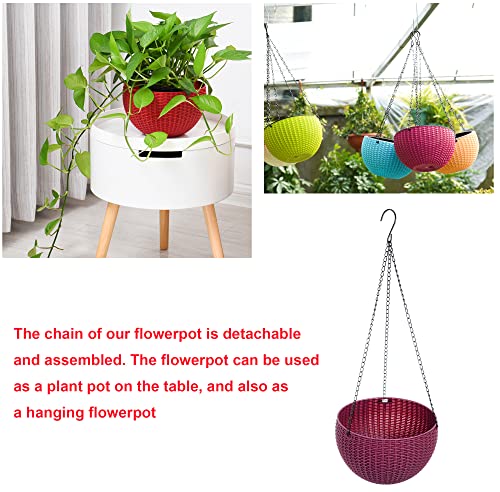 Hanging Basket Plastic Flower Pot Round Resin Garden Hanging Planter for Indoor Outdoor Plants 2 Pack Mulberry - color: 8 Inch Fushia