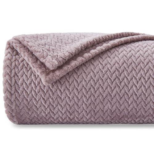 NEWCOSPLAY Super Soft Throw Blanket Light Purple Premium Silky Flannel Fleece Leaves Pattern Lightweight Bed Blanket All Season Use (Light Purple, Throw(50"x60")) - color: Light Purple, size: Throw(50"x60")