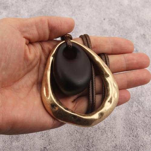 Leather Necklace for Women Long Boho Pendant Hippie Choker Necklace Bohemian Layered Leather Rope Wooden Jewelry Gifts - style: Bohemian Hippie Necklace