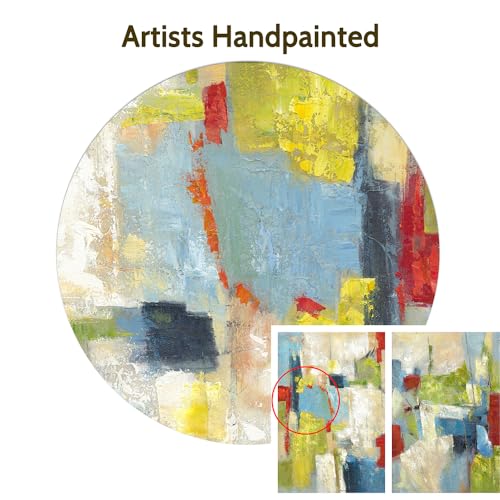 ArtSquare Abstract Canvas Wall Art: Hand Painted Colorful Graffiti Prints 2 Pieces Green Blue Textured Painting for Office - color: colorful, size: 24”x16”x2